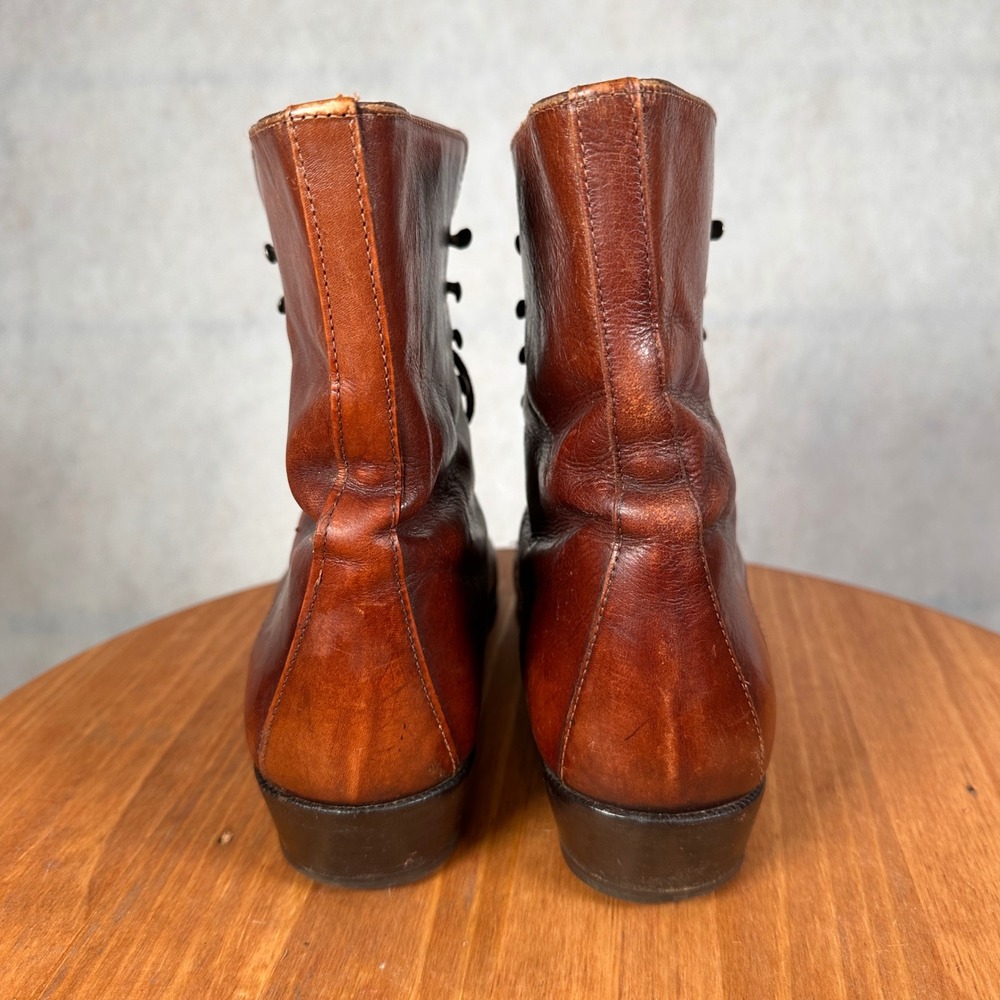 Joan & David vintage Lace Up Boots Women Size 8 Brown Good Leather Victorian - Picture 7 of 14